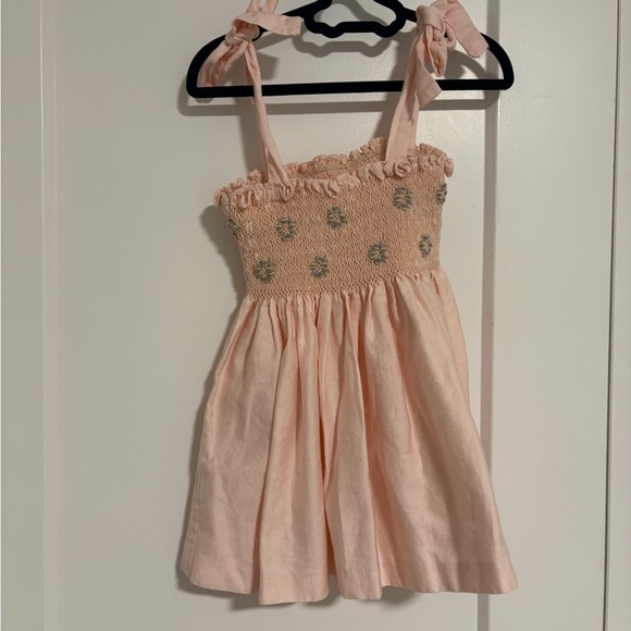 Aloaa Handmade Cotton Smocked Summer Pink Kids Dress Girl's Size 12 Months - Picture 4 of 8